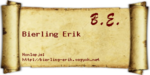 Bierling Erik névjegykártya